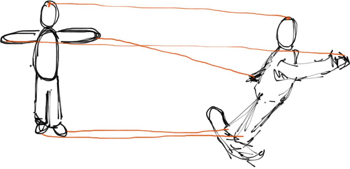 Diagram of snowboarder pose mapping