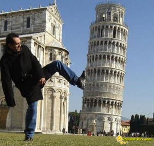 Pisa leaning tower illusion