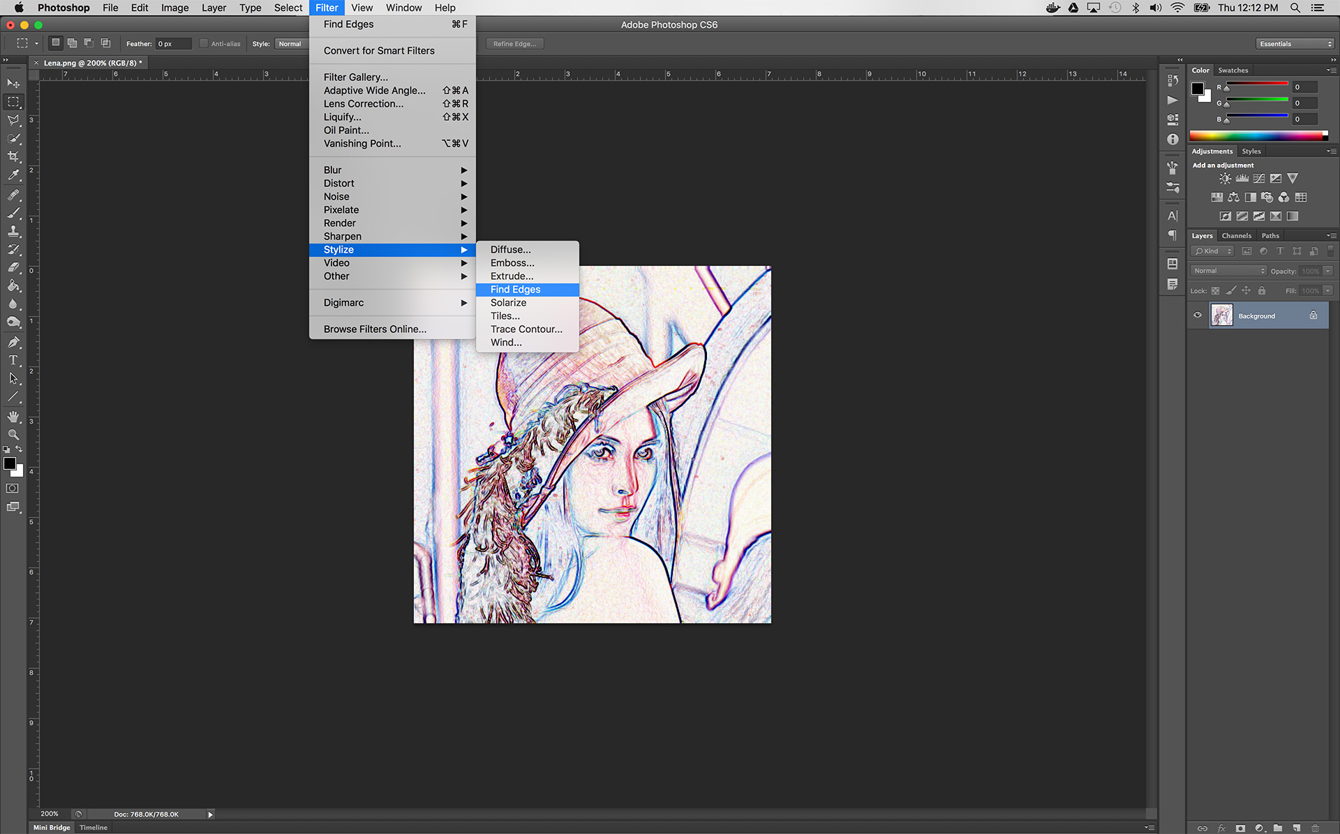 Example of a Photoshop filter effect